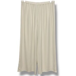 Eileen Fisher Silk Cropped Wide Leg High Rise Pants Cream NWOT Size L